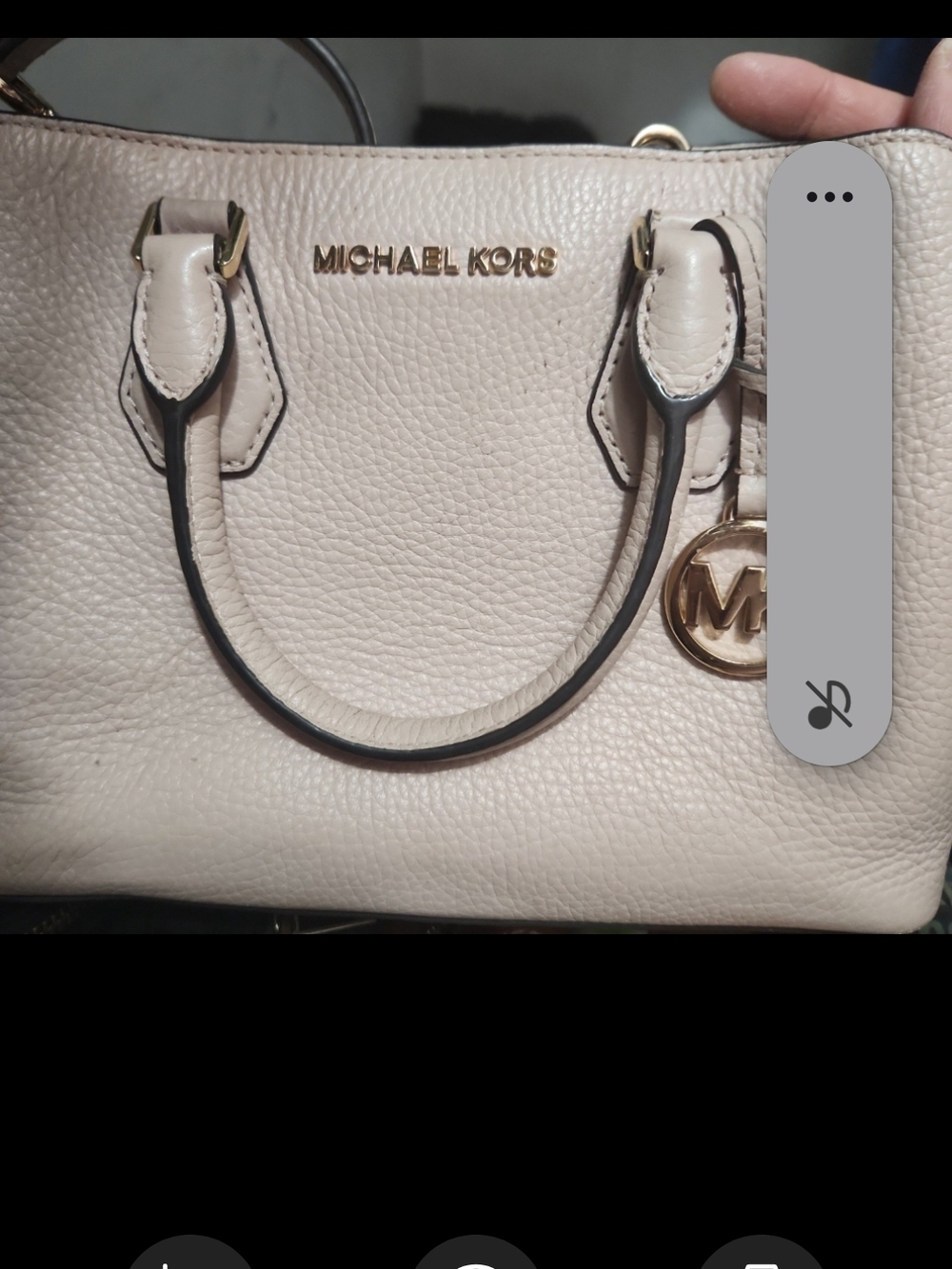 MICHAEL KORS Cream Pebbled Leather Mini Satchel with Gold Hardware